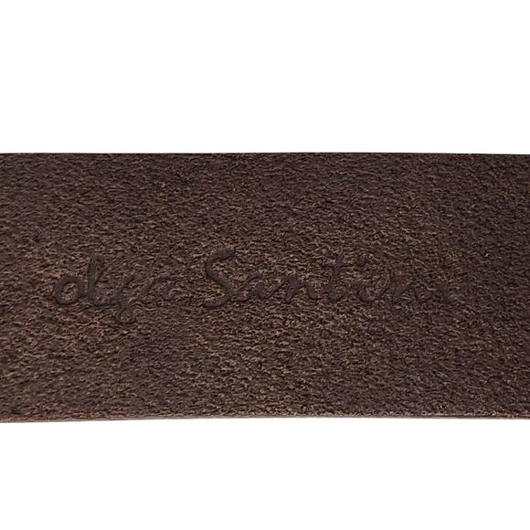 Vintage Olga Santini Brown Leather Statement Belt Silver Western Buckle M main image 8